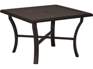Banchetto Slat Aluminum Square Outdoor Dining Table with Umbrella Hole