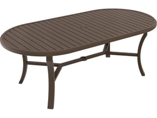 Banchetto Slat Aluminum Oval KD Patio Dining Table with Umbrella Hole