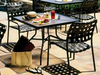 Tropitone Kahana Cross Strap Aluminum Outdoor Patio Dining Set