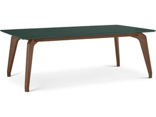 Modern Brazilian Rectangular Glass Floresta Green Dining Table
