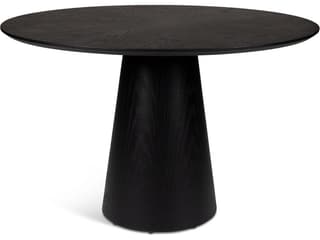 Mona Round Dining Table in Ebano with Wooden Top and Pedestal Base