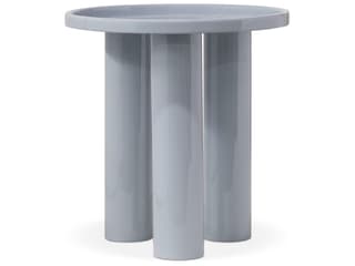 Sofia Round Metal End Table in Pearl Blue Enamel Finish