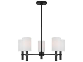 Visual Comfort Studio Manor 5-Light Midnight Black Cylinder Chandelier