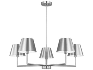 5-Light Ender Chandelier in Brushed Nickel with Steel Shades