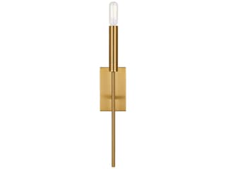 Brianna 1-Light Wall Sconce in Burnished Brass with White Linen Shade