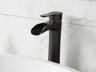 Vigo Niko Antique Rubbed Bronze 1-Handle Waterfall Vessel Bathroom Faucet with Pop-Up Drain