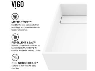 Vigo Montauk Matte Stone Square Vessel Bathroom Sink