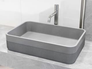 Vigo Cypress Modern Gray Rectangular Fluted Bathroom Vessel Sink