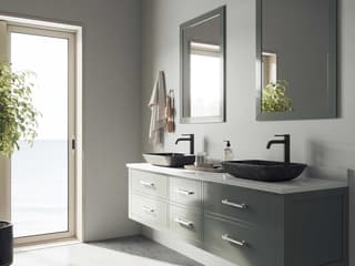 Vigo Onyx Gray 18" Rectangular Vessel Bathroom Sink with Matte Black 1-Lever Lexington Faucet and Drain