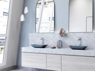 Vigo Sottile Glass Rectangular Vessel Bathroom Sink with Duris Faucet and Pop-up Drain