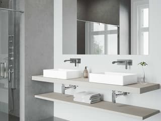 Vigo Magnolia Matte White 21" Rectangular Vessel Bathroom Sink with Chrome Single-Lever Cornelius Wall-Mount Faucet and Drain