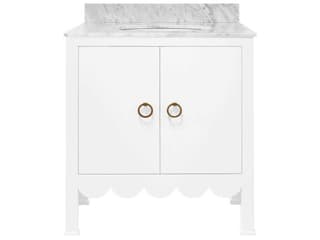 Kealey White Matte Lacquer Bath Vanity with Carrara Marble Top and Porcelain Sink