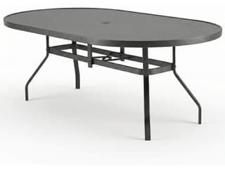 Windward Design Group Avalon II Aluminum Oval Patio Dining Table with Umbrella Hole