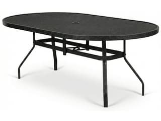 Windward Design Group Avalon II Aluminum Oval Patio Dining Table with Umbrella Hole