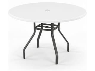 Windward Design Group Fiberglass Top Aluminum Round Outdoor Dining Table with Umbrella Hole
