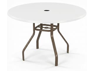 Windward Design Group Fiberglass Top Aluminum Round Outdoor Dining Table with Umbrella Hole