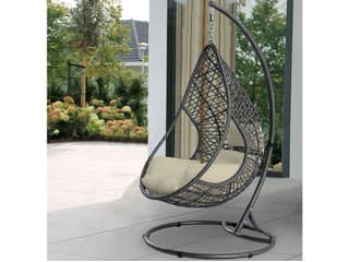 Whiteline Modern Living Outdoor Bravo Grey White Aluminum Cushion Swing