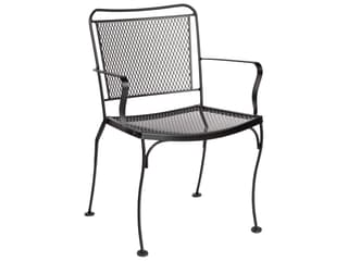 Constantine Wrought Iron Outdoor Patio Dining Arm Chair with Cushion