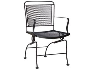 Constantine Wrought Iron Coil Spring Patio Dining Arm Chair with Cushion