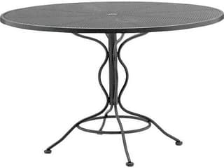 Wrought Iron Mesh Round Outdoor Dining Table with Umbrella Hole