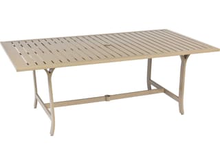 Woodard Seal Cove Aluminum Rectangular Outdoor Patio Dining Table with Umbrella Hole
