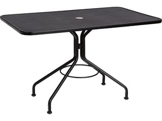 Wrought Iron Mesh Rectangular Outdoor Dining Table with Umbrella Hole