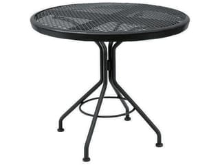 Woodard Mesh Wrought Iron Round Outdoor Patio Dining Table Textured Black