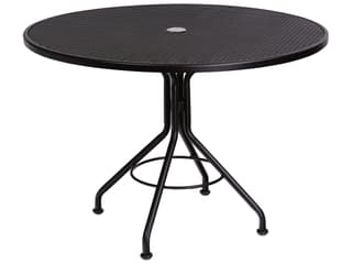 Wrought Iron Mesh Round Patio Dining Table with Umbrella Hole