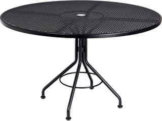 Wrought Iron Mesh Round Outdoor Dining Table with Umbrella Hole