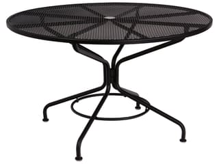 Mesh Wrought Iron Round Table with Umbrella Hole Textured Black