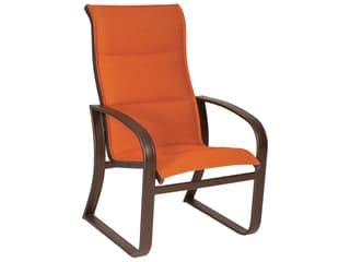 Woodard Cayman Isle Padded Sling Aluminum High Back Patio Dining Arm Chair