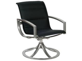 Metropolis Padded Sling Aluminum Swivel Patio Dining Arm Chair