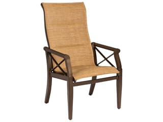 Andover Padded Sling Aluminum High Back Outdoor Dining Arm Chair