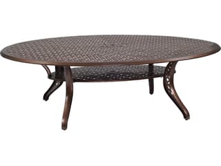 Casa Cast Aluminum Oval Outdoor Dining Table with Umbrella Hole