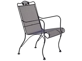 Briarwood Wrought Iron High Back Outdoor Patio Lounge Chair with Cushion