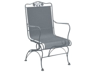 Briarwood Wrought Iron High Back Coil Spring Outdoor Patio Lounge Chair with Cushion