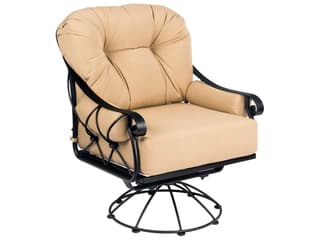 Woodard Derby Cushion Wrought Iron Swivel Rocker Outdoor Patio Lounge Chair