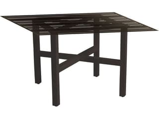 Woodard Tri-Slat Aluminum Rectangular Patio Dining Table with Umbrella Hole in Elite Base