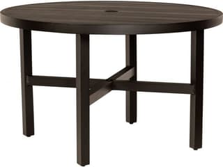 Tri-Slat 48 Inch Round Aluminum Dining Table with Umbrella Hole