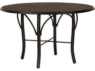 Thatch 48 Inch Round Cast Aluminum Dining Table with Umbrella Hole