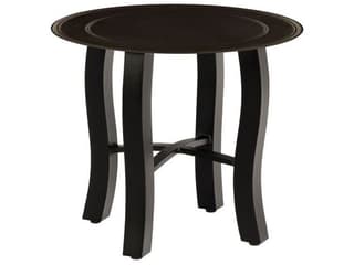 Woodard Solid Cast Aluminum Round Outdoor End Table in Carson Base