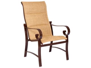 Woodard Belden Padded Sling Aluminum High Back Outdoor Dining Arm Chair