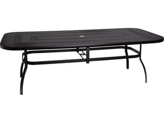Woodard Aluminum Deluxe Rectangular Trellis Top Outdoor Dining Table with Umbrella Hole