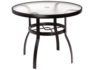 Woodard Aluminum Deluxe Round Acrylic Top Patio Dining Table with Umbrella Hole
