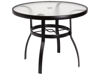 Woodard Aluminum Deluxe Round Obscure Glass Top Table with Umbrella Hole