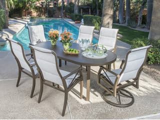 Woodard Belden Padded Sling Aluminum Patio Dining Set