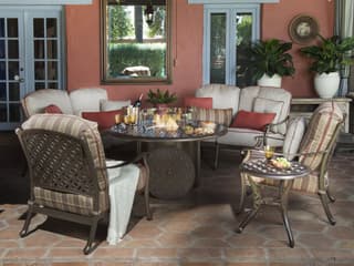 Woodard Casa Cast Aluminum Firepit Outdoor Patio Lounge Set