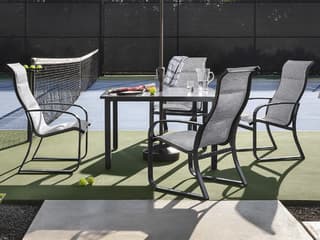 Woodard Cayman Isle Padded Sling Aluminum Outdoor Patio Dining Set