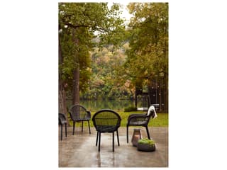 Woodard Cape Wicker Charcoal Gray Cape Patio Dining Arm Chair