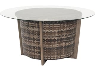 Reunion Wicker Calico Round Glass Top Patio Chat Table